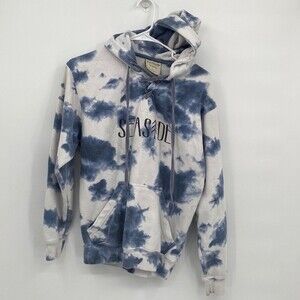 Southern Spirit Seaside Pullover Hoodie Sweatshirt Small Blue Tie Dye White